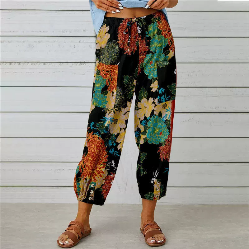 💐 Vintage Floral High-Waist Jogger Pants – Stylish, Comfortable & Perfect for Everyday Wear ✨👖