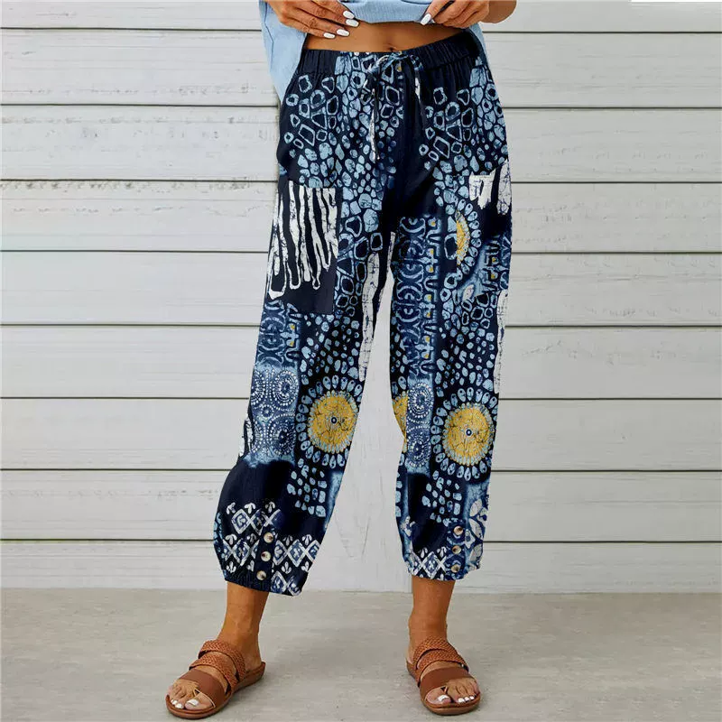 💐 Vintage Floral High-Waist Jogger Pants – Stylish, Comfortable & Perfect for Everyday Wear ✨👖