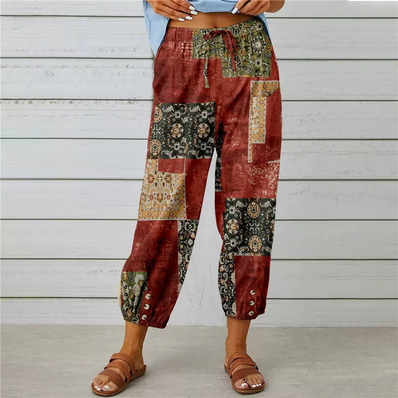 💐 Vintage Floral High-Waist Jogger Pants – Stylish, Comfortable & Perfect for Everyday Wear ✨👖
