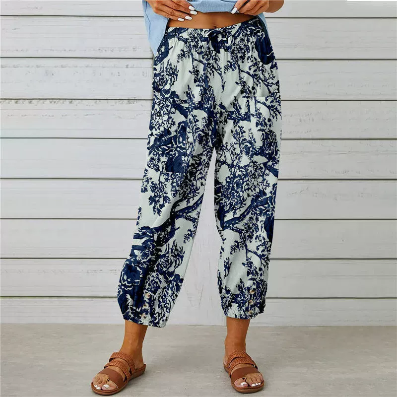 💐 Vintage Floral High-Waist Jogger Pants – Stylish, Comfortable & Perfect for Everyday Wear ✨👖