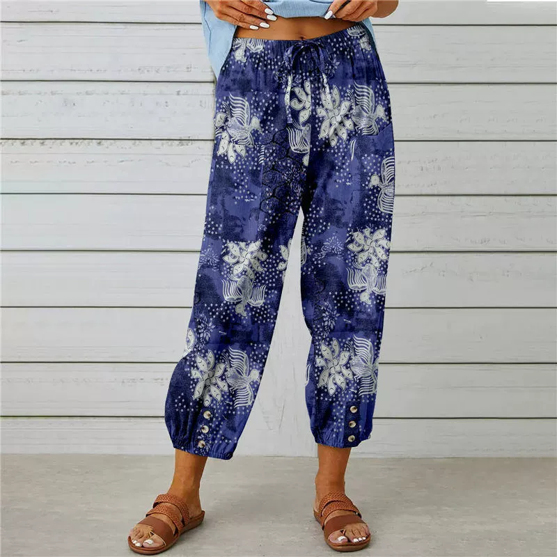 💐 Vintage Floral High-Waist Jogger Pants – Stylish, Comfortable & Perfect for Everyday Wear ✨👖