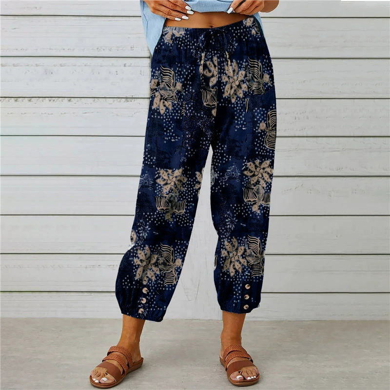 💐 Vintage Floral High-Waist Jogger Pants – Stylish, Comfortable & Perfect for Everyday Wear ✨👖