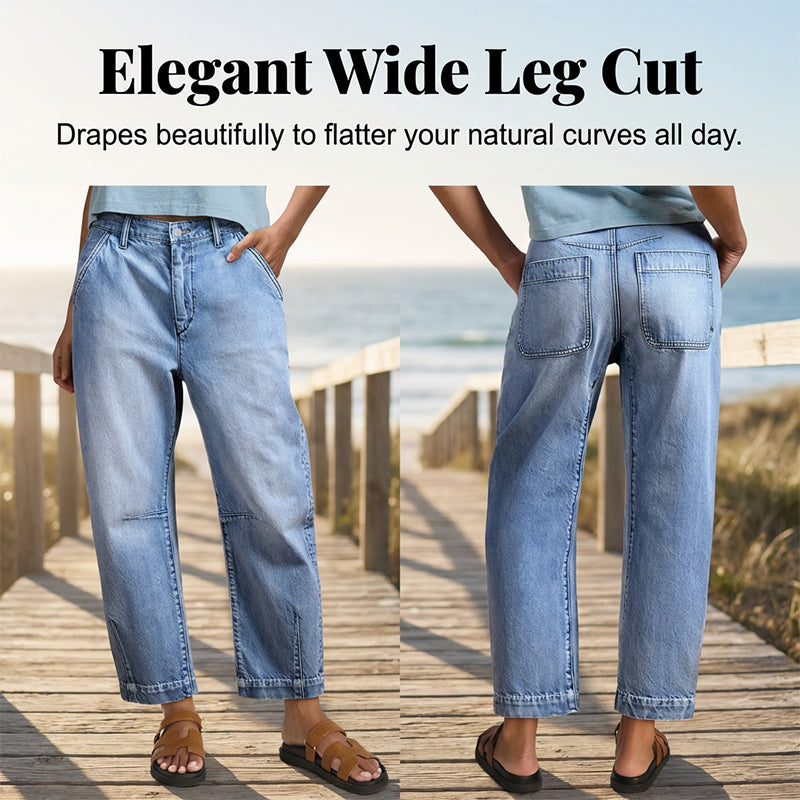 📢📢30% OFF !! ⏰Women's High Waisted Cropped Barrel Jeans
