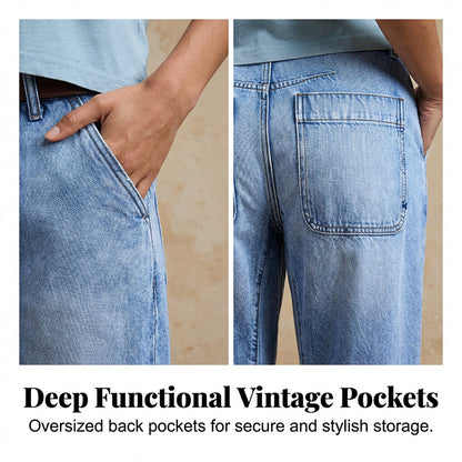 📢📢30% OFF !! ⏰Women's High Waisted Cropped Barrel Jeans
