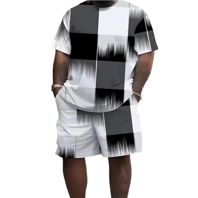📢📢50% OFF !! ⏰Men's Abstract Print T-Shirt & Shorts Set