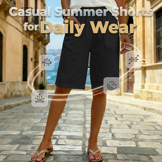 Solid Color Relaxed Fit Casual Shorts