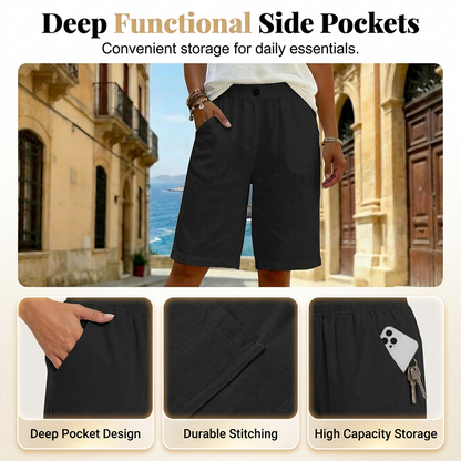 Solid Color Relaxed Fit Casual Shorts