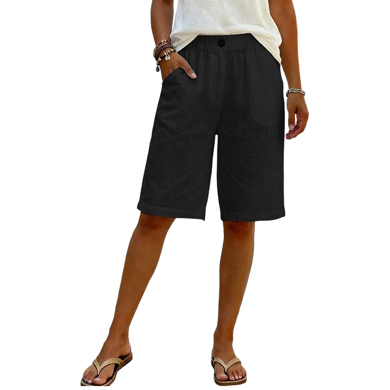 Solid Color Relaxed Fit Casual Shorts