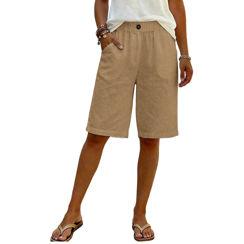 Solid Color Relaxed Fit Casual Shorts