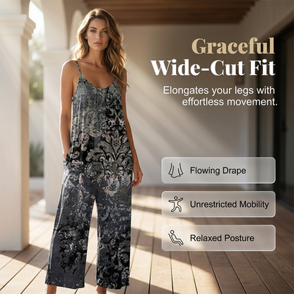Women's Printed Spaghetti Strap Wide-Leg Jumpsuit