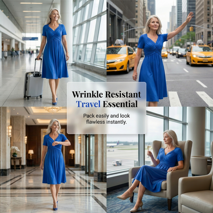 👗Women’s V-Neck Short Sleeve Long Dresses💙