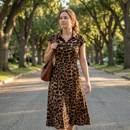 👗 LIMITED-TIME 50% OFF! 💥 Women's Elegant Leopard Print Lapel Dress – Chic, Flattering, Statement Style ✨
