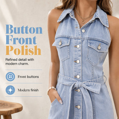 ⌛Limited-Time Offer-Waist-Defining Denim Dress