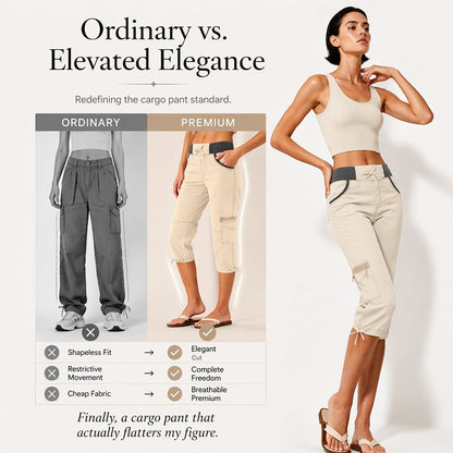 Women's High-Waist Cargo Capri Pants