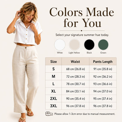 Women's Cotton Linen Straight Leg Pants