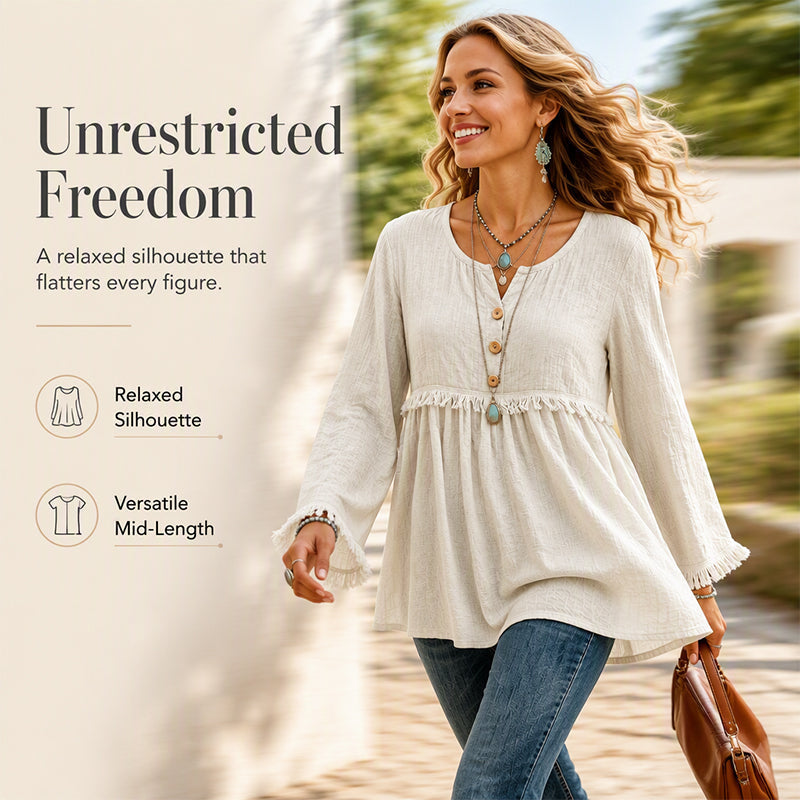 👚New Arrivals - Fringe Trim Casual Top – Soft Fabric & Easy Pairing with Jeans or Skirts for Any Occasion