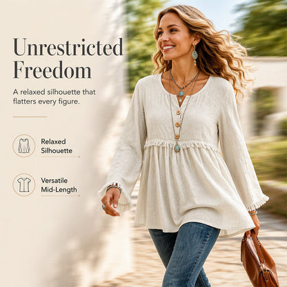 👚New Arrivals - Fringe Trim Casual Top – Soft Fabric & Easy Pairing with Jeans or Skirts for Any Occasion