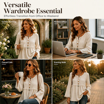 👚New Arrivals - Fringe Trim Casual Top – Soft Fabric & Easy Pairing with Jeans or Skirts for Any Occasion