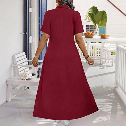 ⌛Limited-Time Offer-Women's Casual Solid Color Zipper Maxi Dress💃