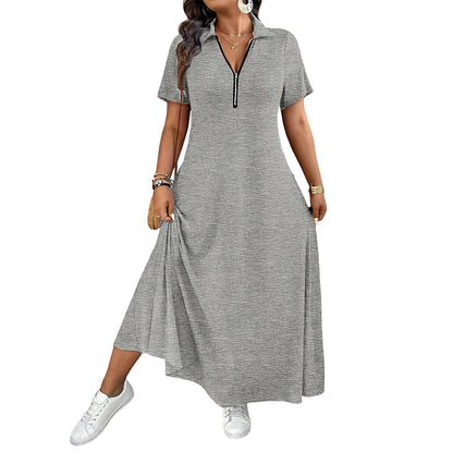 ⌛Limited-Time Offer-Women's Casual Solid Color Zipper Maxi Dress💃