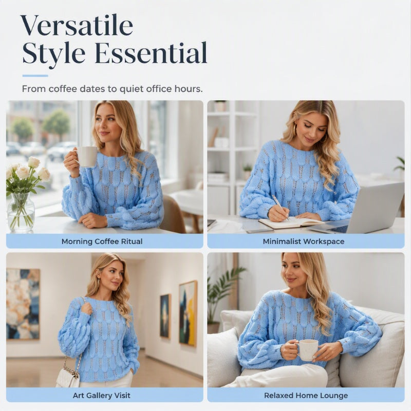 ⏰Last Day Sale 50% Off💃Women's Hollow Out Slouchy Knit Sweater