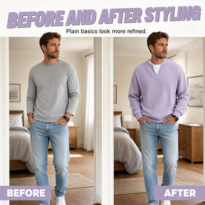 ✨ Timeless Comfort | Men's Textured Waffle Layered-Look Long-Sleeve Tee