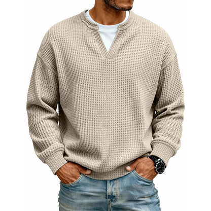✨ Timeless Comfort | Men's Textured Waffle Layered-Look Long-Sleeve Tee