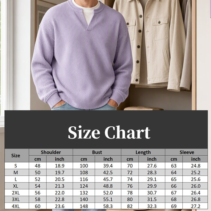 ✨ Timeless Comfort | Men's Textured Waffle Layered-Look Long-Sleeve Tee