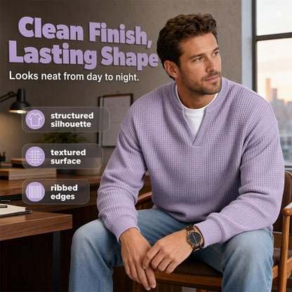 ✨ Timeless Comfort | Men's Textured Waffle Layered-Look Long-Sleeve Tee