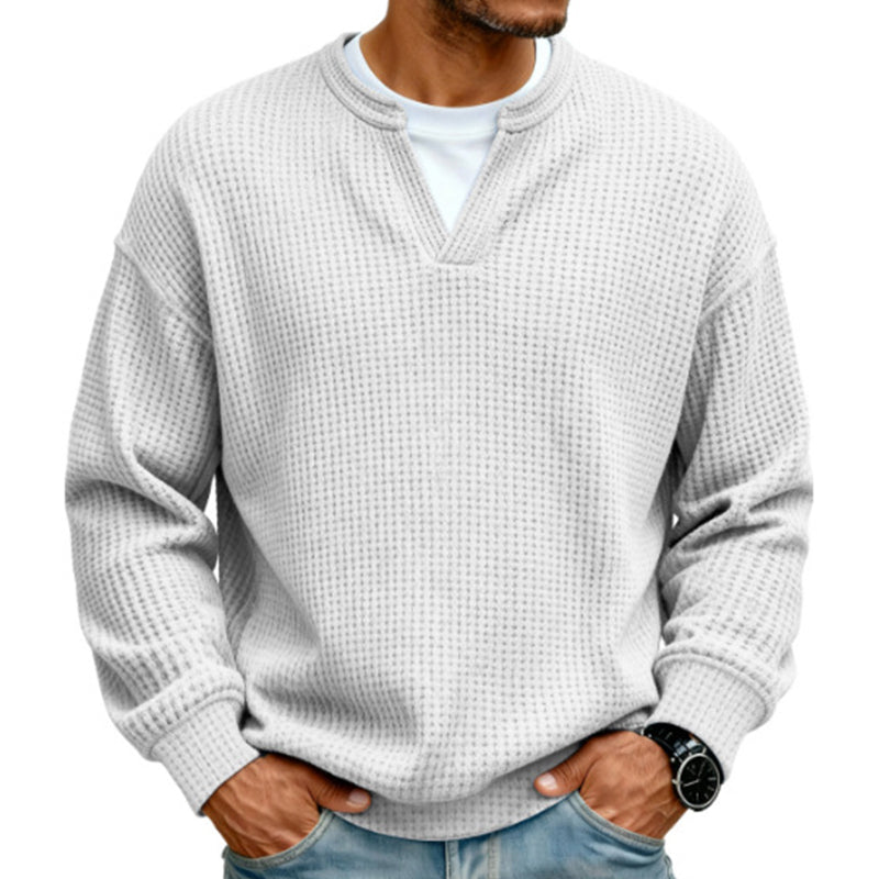 ✨ Timeless Comfort | Men's Textured Waffle Layered-Look Long-Sleeve Tee