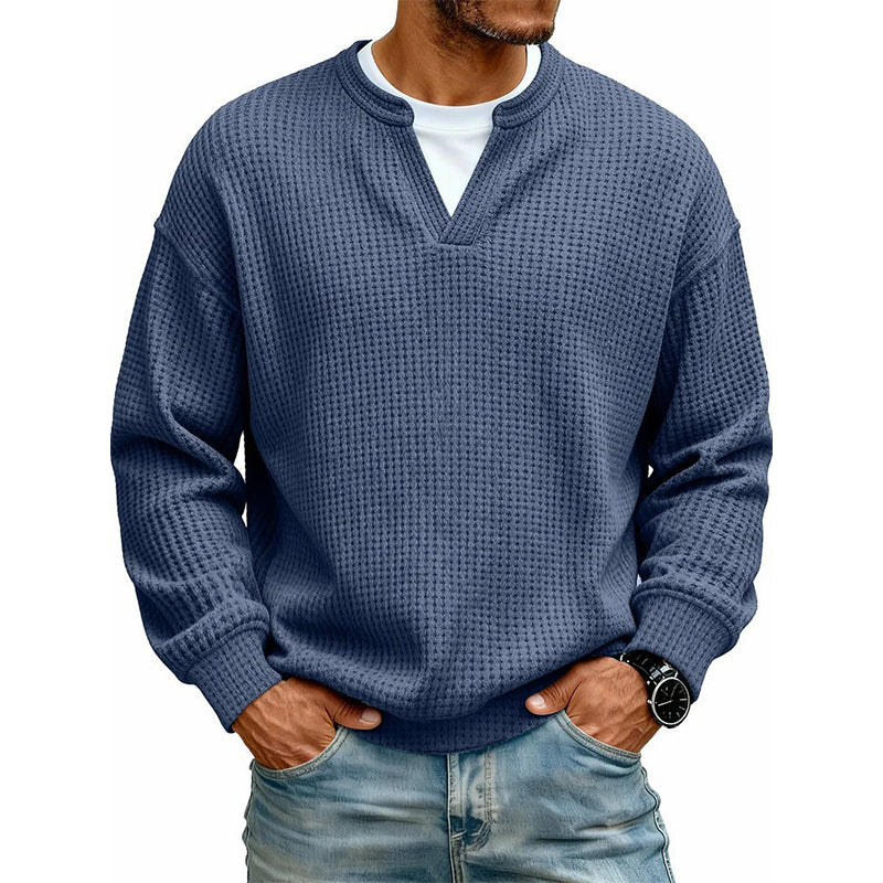 ✨ Timeless Comfort | Men's Textured Waffle Layered-Look Long-Sleeve Tee