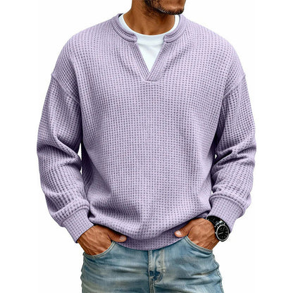 ✨ Timeless Comfort | Men's Textured Waffle Layered-Look Long-Sleeve Tee