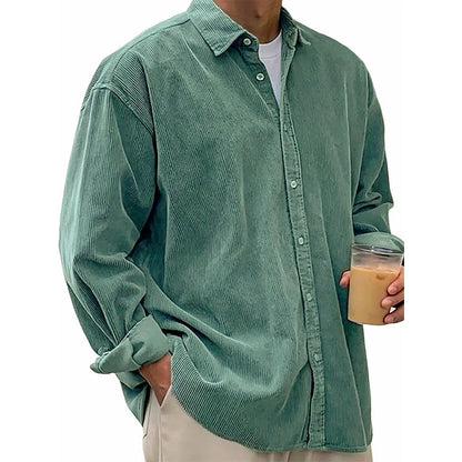 🧶 Vintage Texture, Easy Layers | Men's Relaxed Corduroy Button-Up Shirt