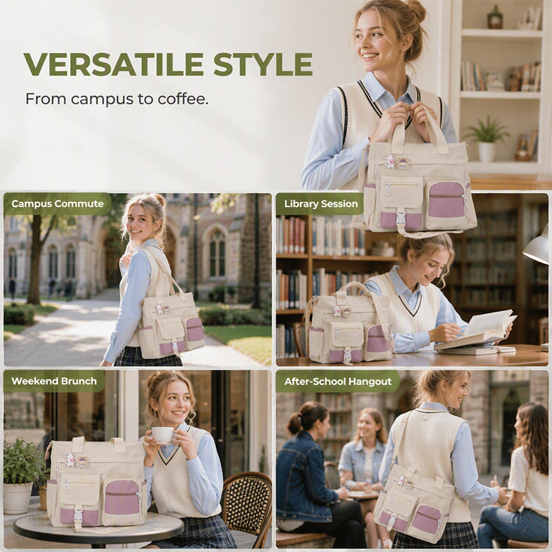 👜 More Pockets, Less Searching | Large-Capacity Canvas Tote Bag