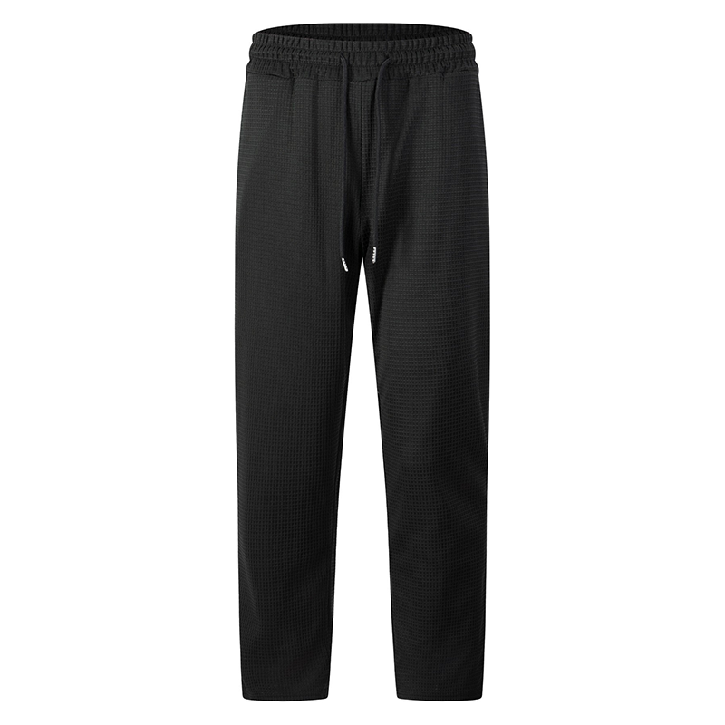 ✨ Easy Everyday Comfort | Men's Waffle-Knit Drawstring Straight-Leg Pants