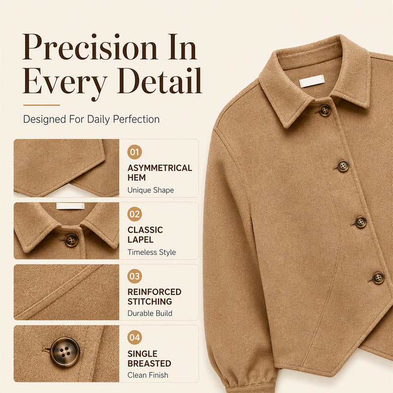 ✨ Standout Style | Women's Asymmetrical Diagonal Button-Down Jacket