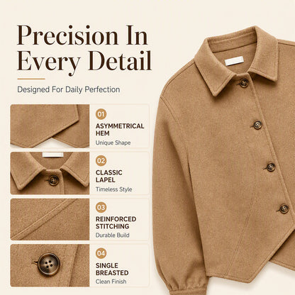 ✨ Standout Style | Women's Asymmetrical Diagonal Button-Down Jacket
