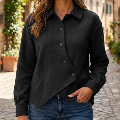 ✨ Standout Style | Women's Asymmetrical Diagonal Button-Down Jacket
