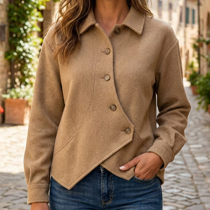 ✨ Standout Style | Women's Asymmetrical Diagonal Button-Down Jacket