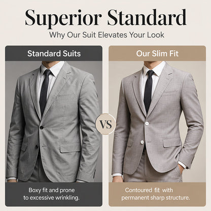 ✨ Refined Style | Men's Slim-Fit Blazer & Pants 2-Piece Suit