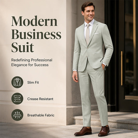 ✨ Refined Style | Men's Slim-Fit Blazer & Pants 2-Piece Suit