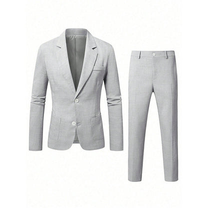 ✨ Refined Style | Men's Slim-Fit Blazer & Pants 2-Piece Suit