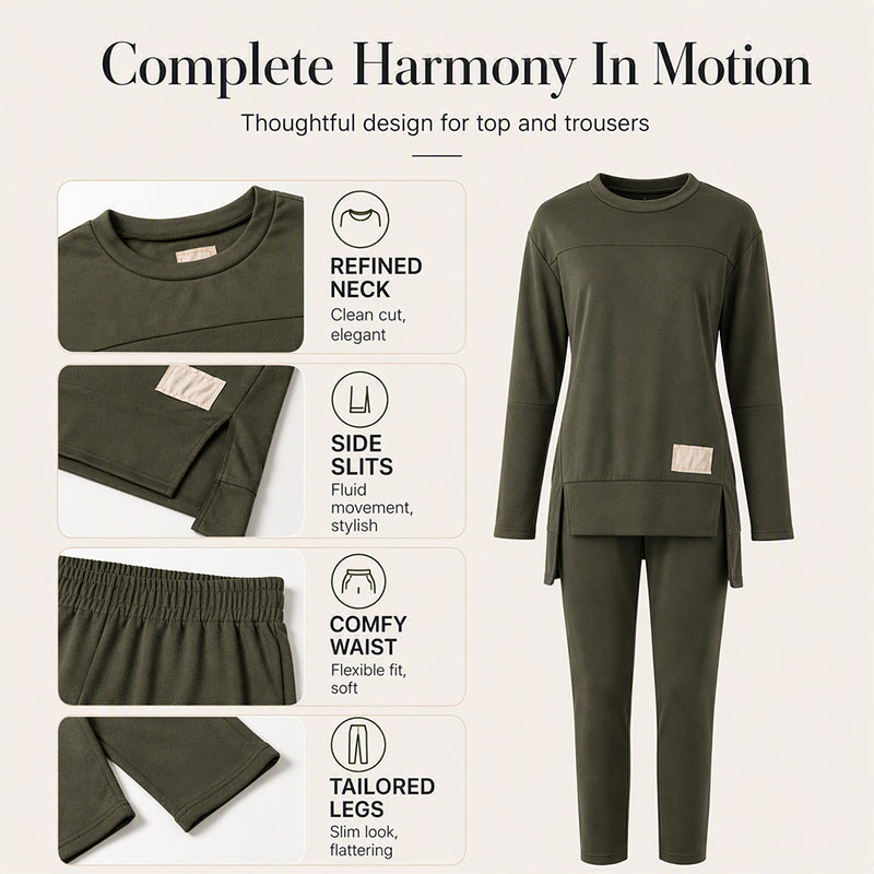 ✨ One Set, More Ways to Wear | Women's Split Long-Sleeve Top & Pants Set