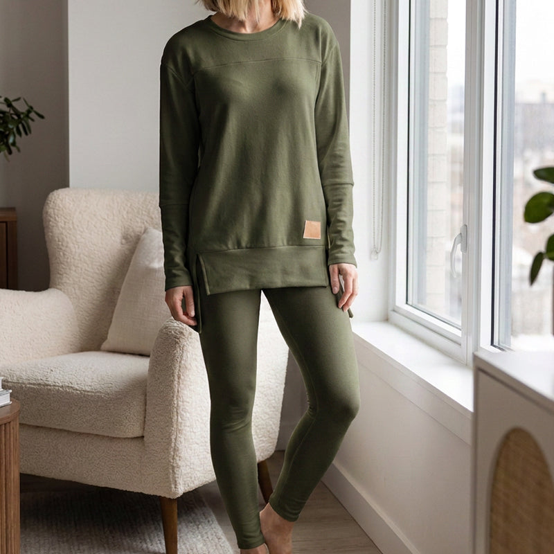 ✨ One Set, More Ways to Wear | Women's Split Long-Sleeve Top & Pants Set