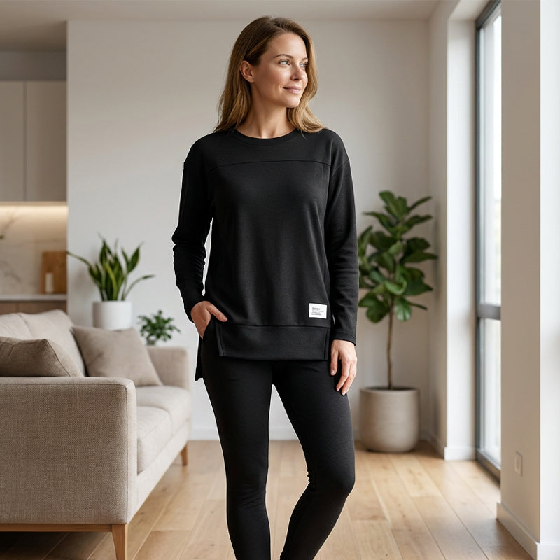 ✨ One Set, More Ways to Wear | Women's Split Long-Sleeve Top & Pants Set