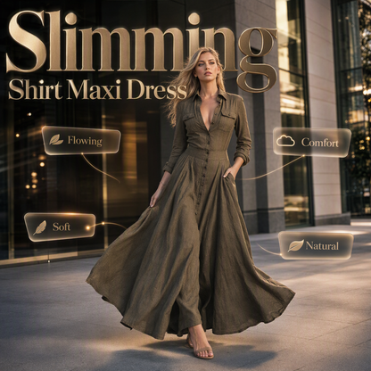 ✨ Polished Without the Fuss | Women's Lapel Button-Down Maxi Dress