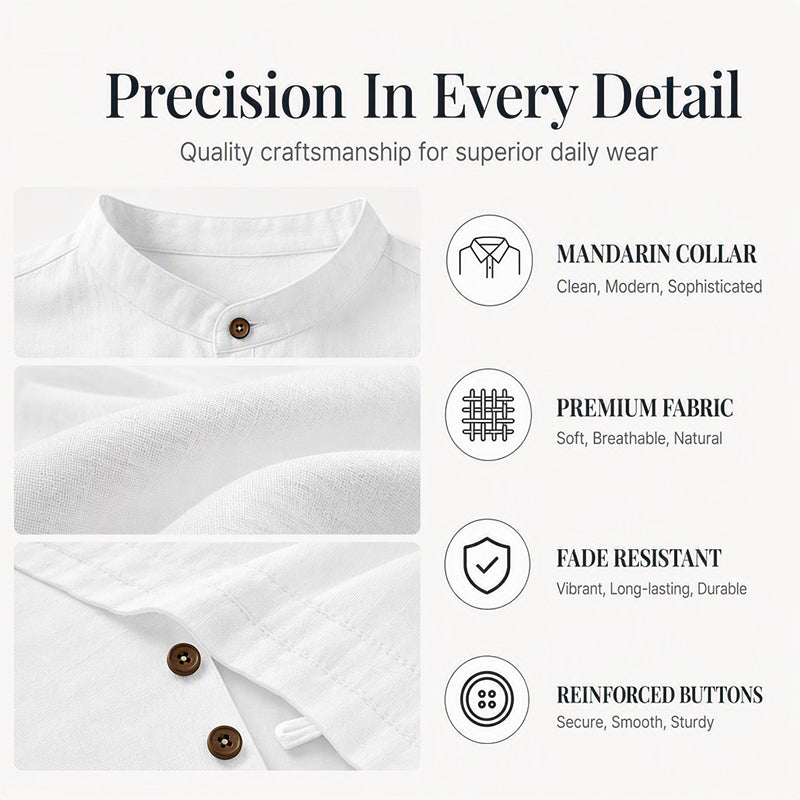 Men's Casual Long Sleeve Stand Collar Shirt