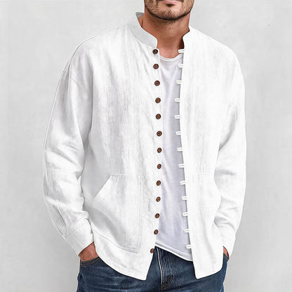 Men's Casual Long Sleeve Stand Collar Shirt