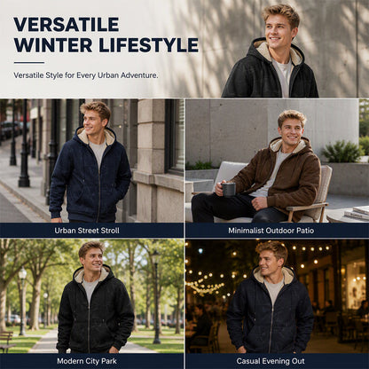 Men’s Winter Fleece Lined Zip Up Hoodie Jacket
