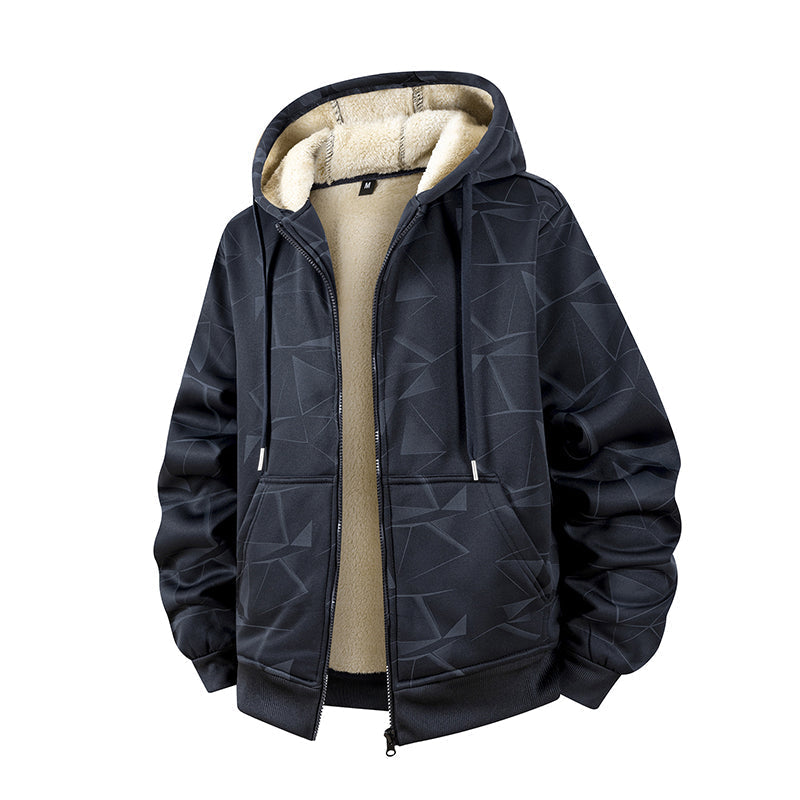 Men’s Winter Fleece Lined Zip Up Hoodie Jacket